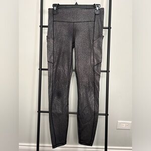 Lululemon Women Speed Up Tights Luminosity Foil Print Black Silver Sold Out Sz 6